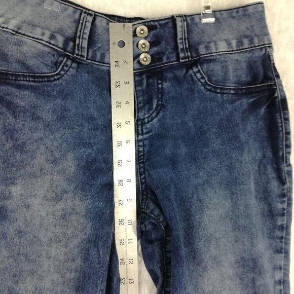 Lovesick Womens Jeans Super Skinny Blue Denim Acid Wash Mid Rise Juniors 7 - Picture 9 of 15